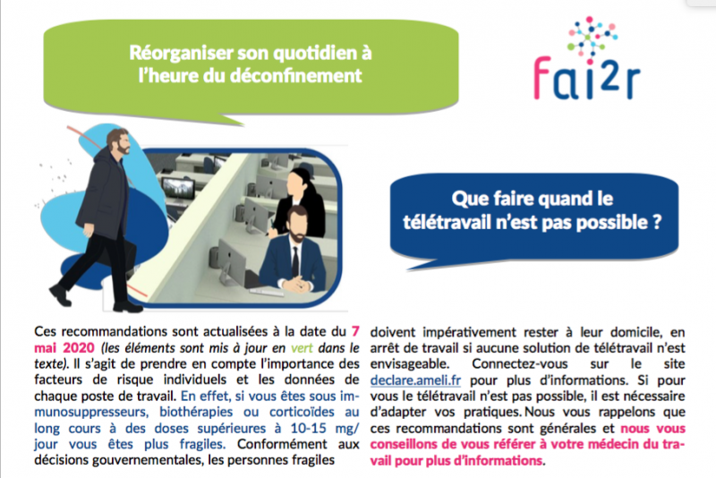 Fiche FAI2R : Que faire quand le télétravail n'est pas possible - mise à jour du 7 mai