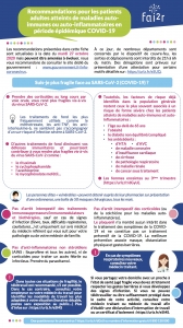 27 octobre Mise à jour Recommandations COVID-19 Patients adultes maladies auto-immunes auto-inflammatoire : Recommandations COVID-19 Patients adultes maladies auto-immunes auto-inflammatoires