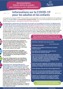Recommandations patients atteints de maladies auto-immunes ou auto-inflammatoires