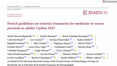 Nouvelles recommandations françaises sur le traitement systémique du psoriasis modéré à sévère de l'adulte  - Mise à jour de 2025